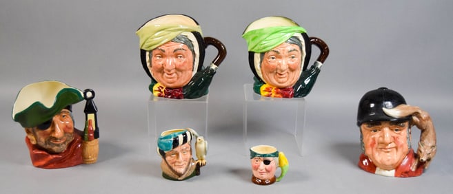6 English Character Jugs Royal Doulton & Lancaster