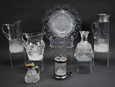 7 Pieces Pattern Glass Manhattan Pattern