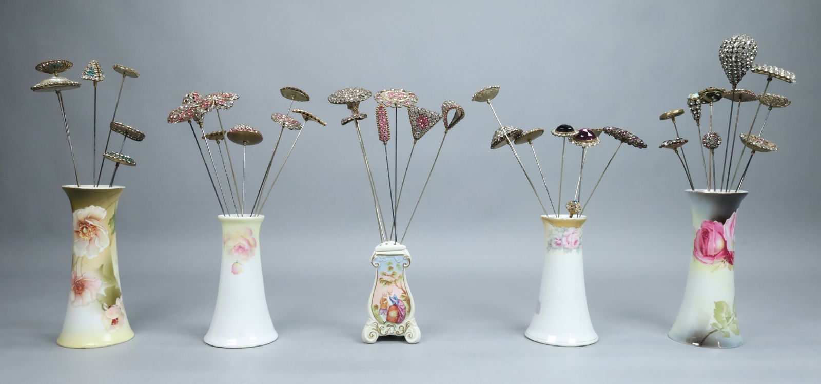 39 Rhinestone Hatpins & 5 Porcelain Holders (1 of 20)