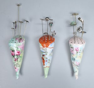 19 Sterling & 800 Silver Hatpins & 3 Holders