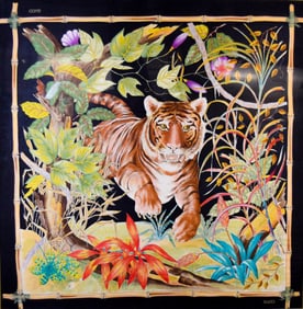 Vintage Gucci Silk Tiger Scarf