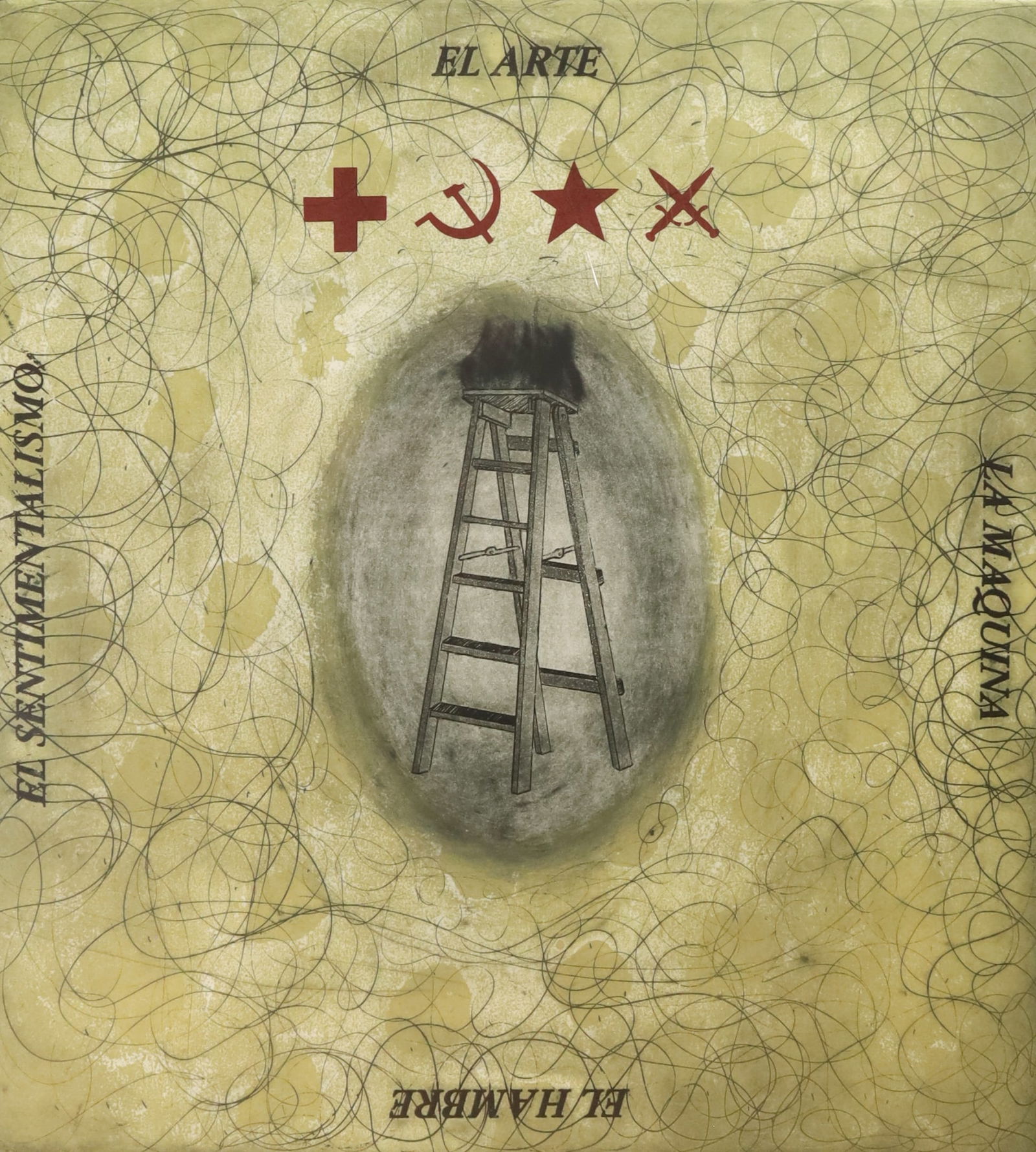 Arturo Duclos Etching El Hambre: Arturo Duclos (Chilean, 1959-). Etching, El Hambre. Signed, dated 96, titled and numbered 32/50 in pencil in the lower margin, and with Henaine Fine Art, Port Chester, NY label on verso. Unframed, sea