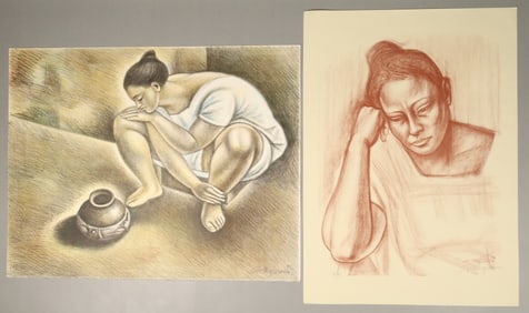 2 Raul Anguiano Lithographs Women