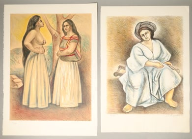 2 Raul Anguiano Lithographs Women