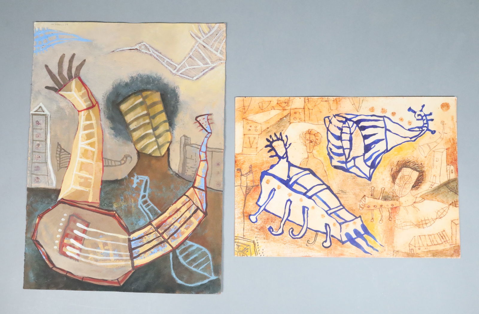 2 Alvaro Santiago Mixed Media Paintings on Paper (1 of 16)