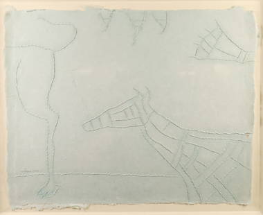 Alvaro Santiago Paper Sculpture Horses: Alvaro Santiago (Mexican, 1953-). Paper sculpture, horses. Signed and dated 2000 in pencil lower left and with Kyron label with info on verso. 16" x 21" (with frame 21 5/8" x 26 1/8").