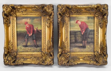 2 Prints After Jan Van Os Golfers