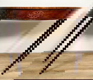 Demi Lune Table With Parquetry Top
