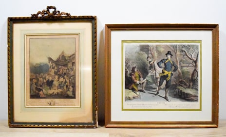 2 Prints Debucourt Etching & Lancret Engraving