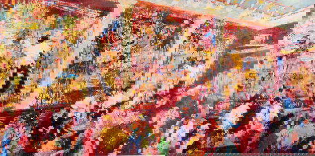 LeRoy Neiman F.X. McRory's Whiskey Bar Print: LeRoy Neiman (American, 1921-2012). Print, F.X. McRory's Whiskey Bar. Signed in the plate lower left, signed and dated 80 in the plate lower right and hand signed lower right. 21 1/4" x 37 1/4" (with