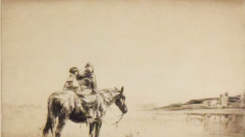 Levon West Etching Indian Mother