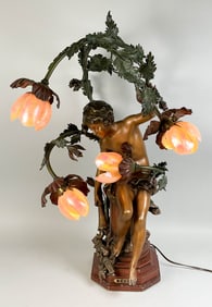 Moureau Style Spelter Eros Lamp
