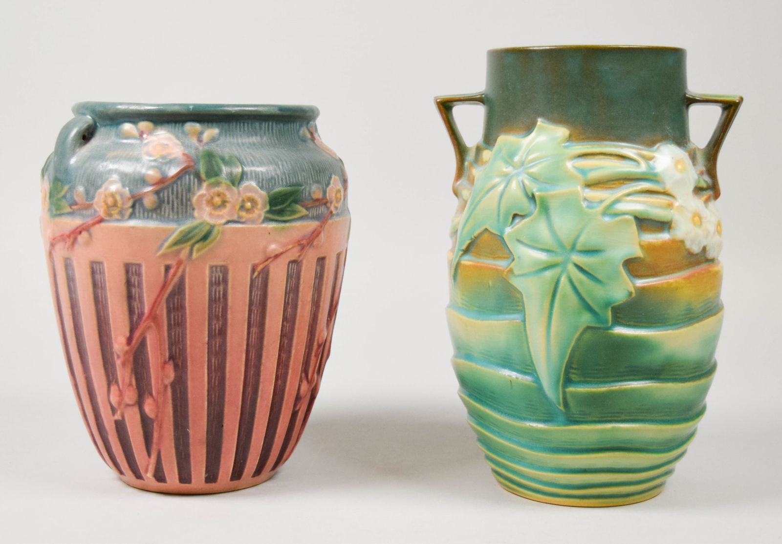 2 Roseville Pottery Vases Cherry Blossom & Luffa (1 of 7)