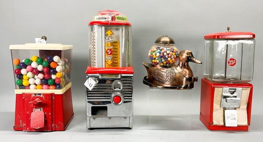 4 Table Top Vending Machines Gum Ball