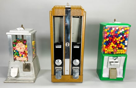 3 Table Top Vending Machines Gum Ball