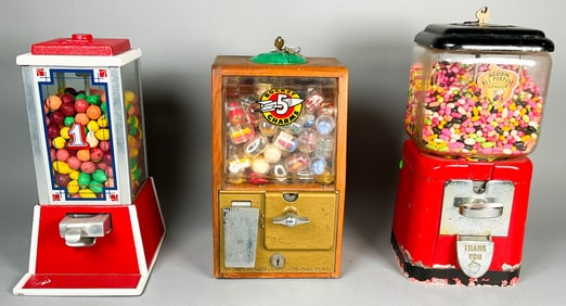 3 Table Top Vending Machines Gum Ball