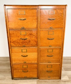 Pair Quarter Sawn Oak Filling Cabinets