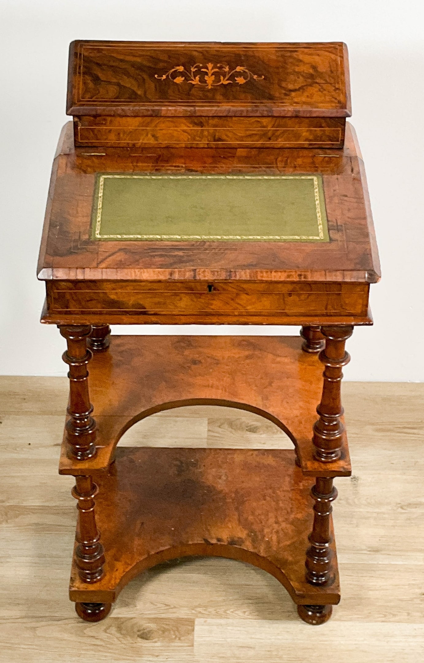 19th Century Davenport Writing Desk: 19th Century Davenport writing desk. Veneer loss, scratches and cracks throughout. 38 1/2" Tall x 21" Wide x 17 1/2" Deep