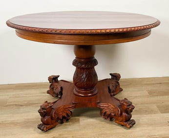 Carved RJ Horner Style Round Table