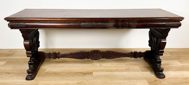 Renaissance Revival Library Trestle Table