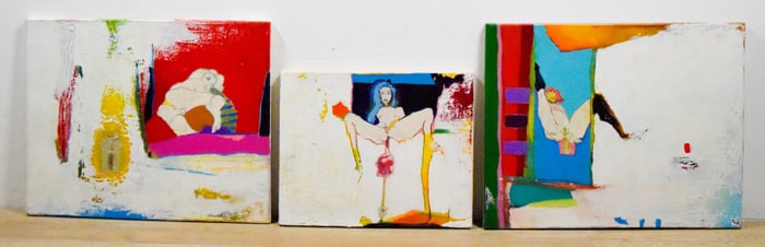 3 Derek Des Islets Acrylics on Canvas Nudes
