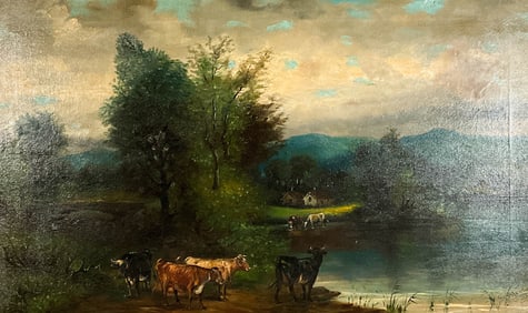Clive Harding Oil On Canvas Pastoral Scene