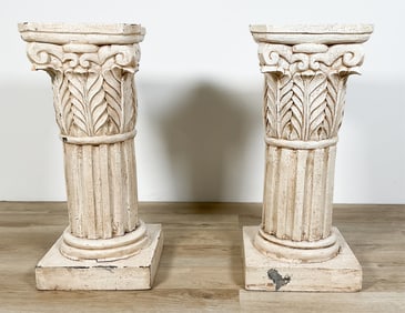 Pair of Wood Pedestal Columns