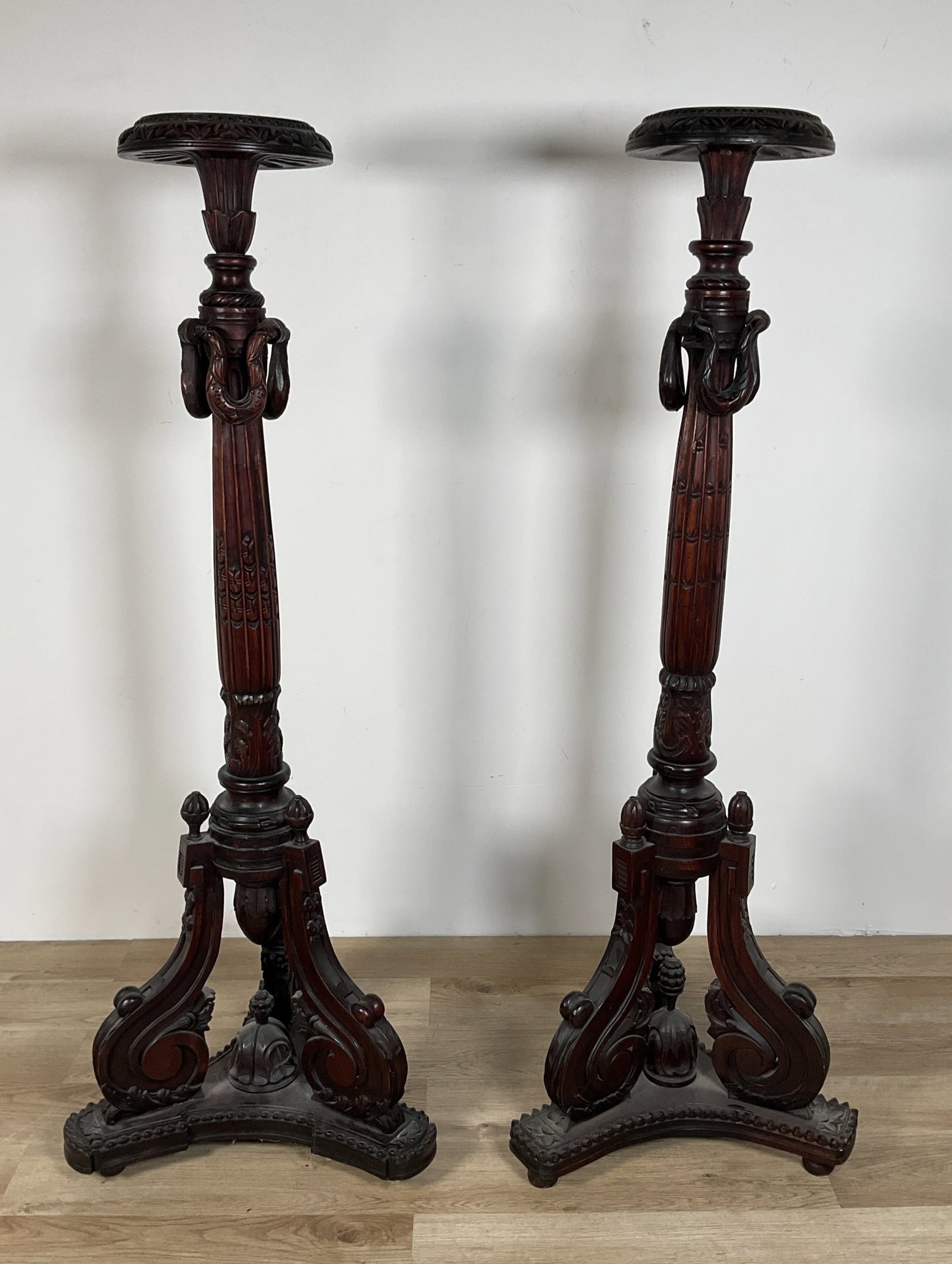 Pair Carved Wood Plant Stands / Torchieres (1 of 20)
