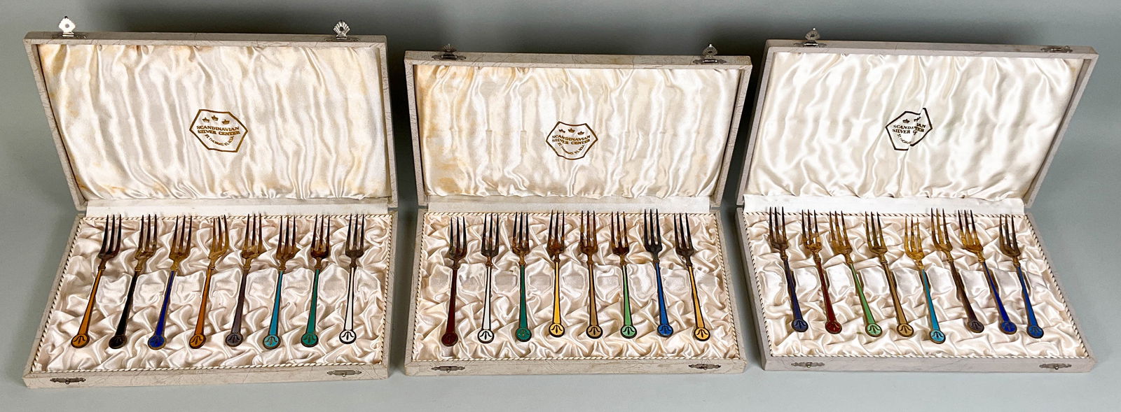 24 Andersen Sterling Enamel Cocktail Forks (1 of 15)