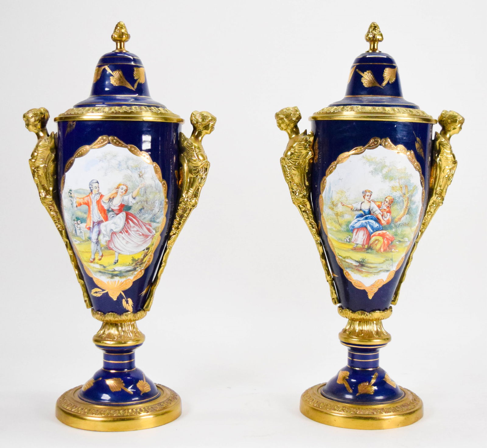 Pair of Sevres Style Porcelain Urns (1 of 12)
