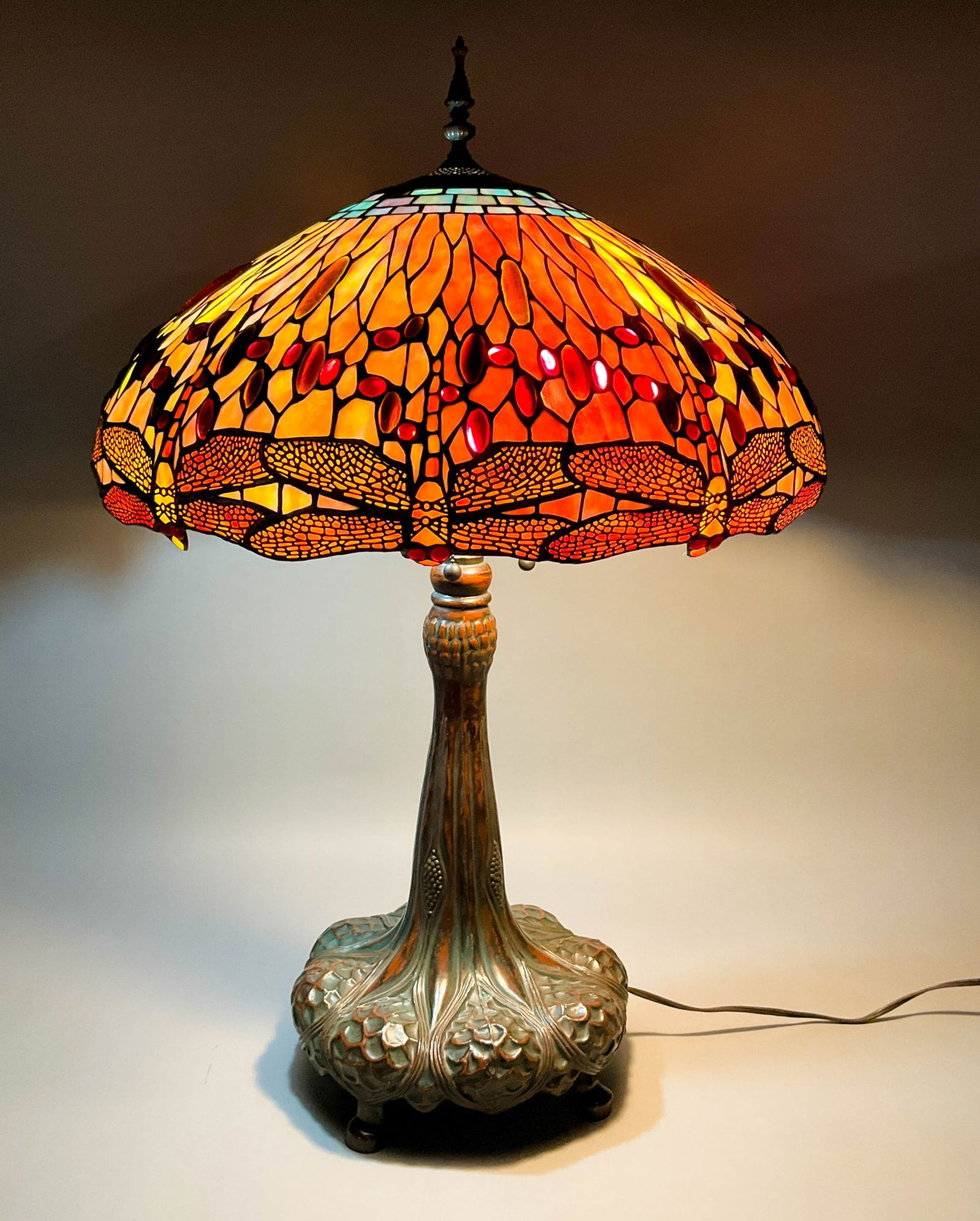 Tiffany Style Stained Glass Dragonfly Lamp (1 of 10)