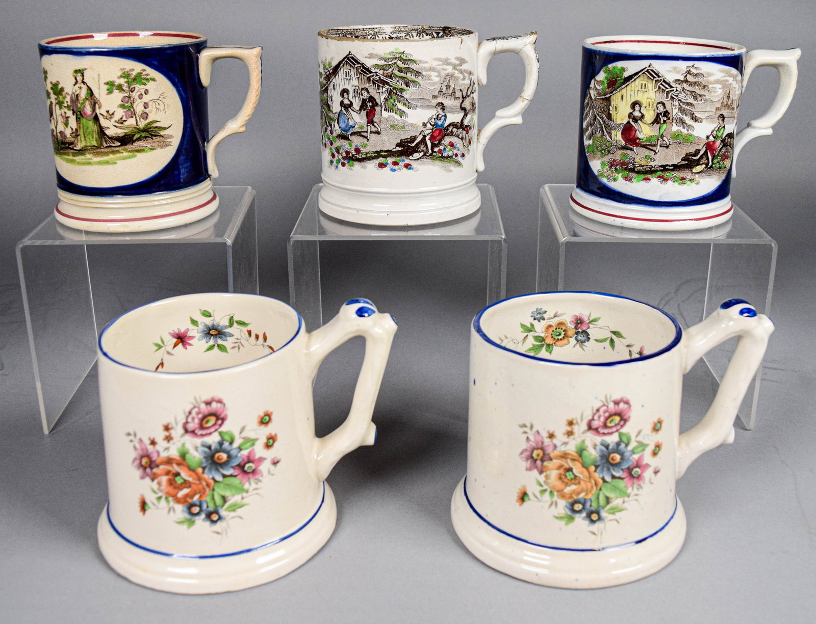 5 English Porcelain Frog Mugs (1 of 19)