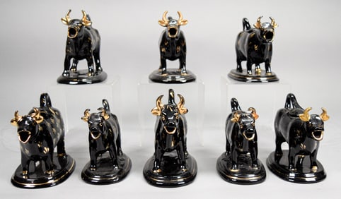 8 Jackfield Pottery Cow Creamers