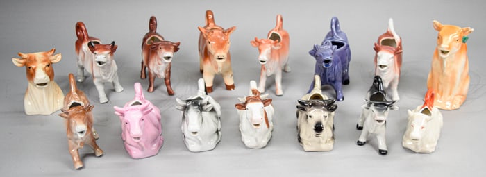 15 Porcelain Cow Creamers English, German, Japan