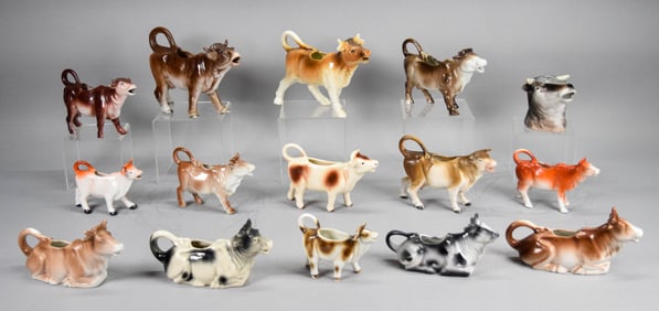 15 Porcelain Cow Creamers German, Czech