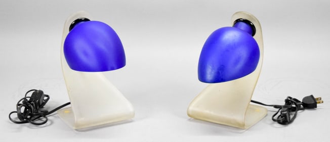 Pair Murano Modern Glass Table Lamps