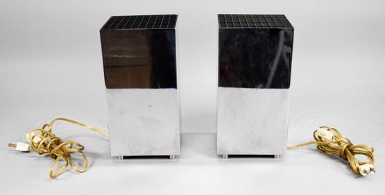 Pair George Kovacs Style Modern Chrome Lamps