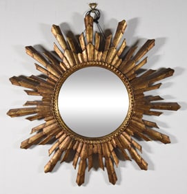 Wooden Sun Burst Mirror