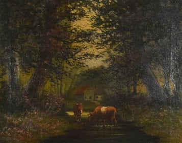 Attributed to AB Durand Oil on Canvas Cows