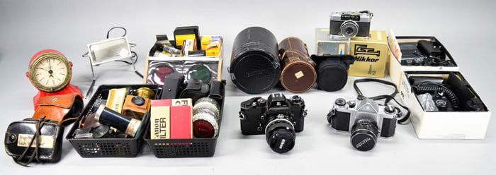 Lot of Vintage Cameras, Lenses, Accessories