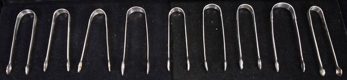 6 Pairs Sterling Sugar Tongs Mostly English