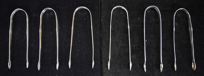 6 Hester Bateman Sterling Sugar Tongs 1770s-80s