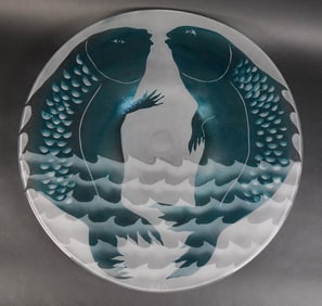 Steven Newell Art Glass Charger Fish