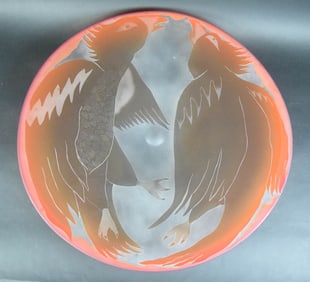 Steven Newell Art Glass Charger Birds