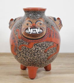 Luis Cortez Folk Art Pottery Vessel