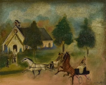 Attributed to A.B. Frost Oil on Panel