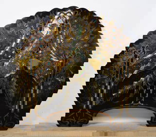 Carved And Inlaid Peacock Fire Screen