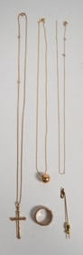 14 K Gold Jewelry Necklaces Pin Ring