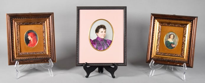 3 Porcelain Portrait Plaques