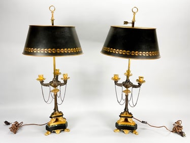 Pair Louis XVI Style Bouillotte Lamps
